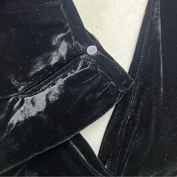 J Crew black velvet wrap dress with tie belt Sz L - Picture 4 of 6